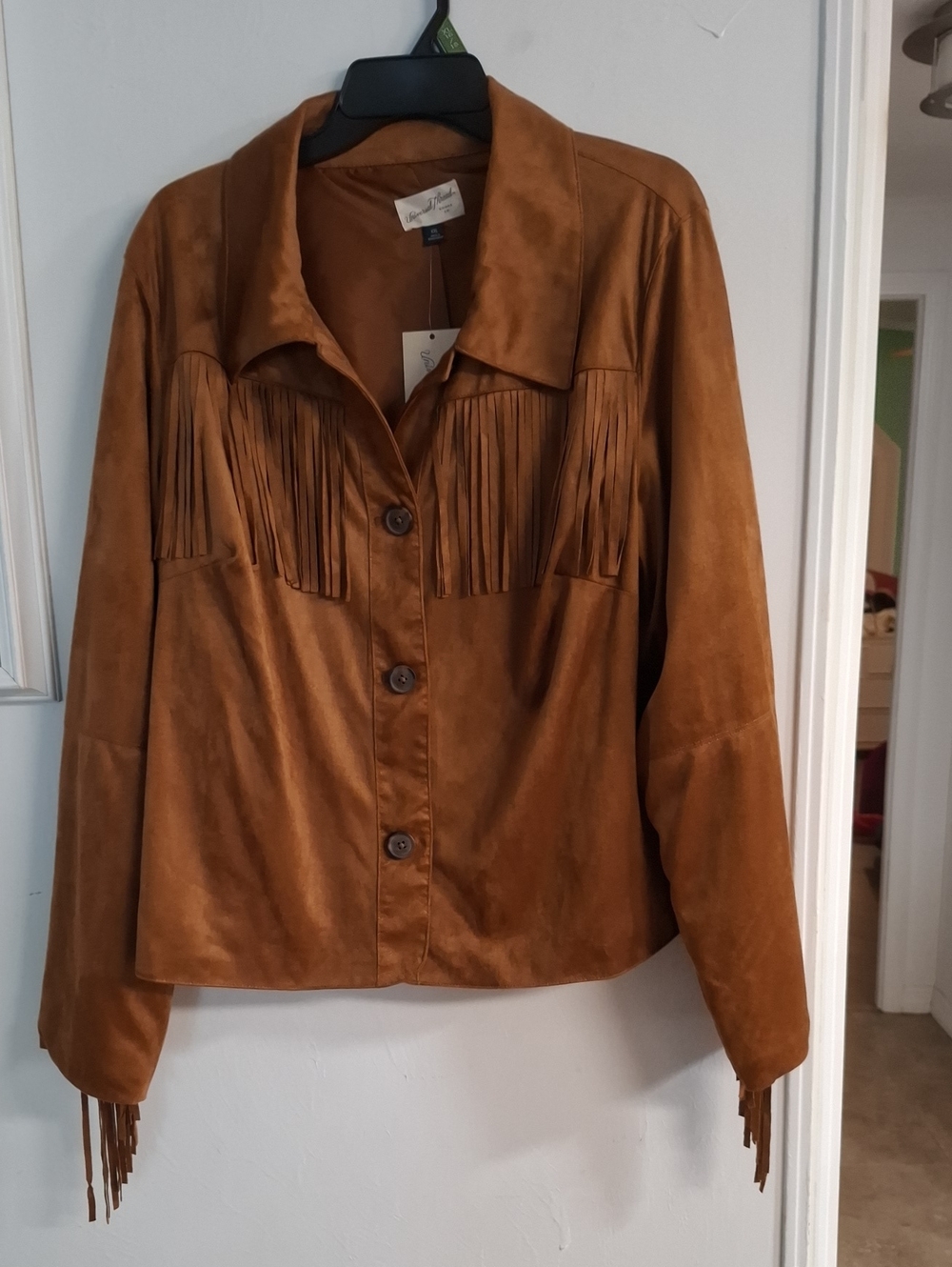 Universal Thread Tan Fringed Suede Button Jacket